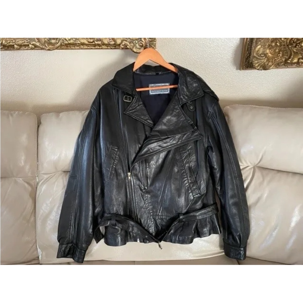 MINT MICHAEL HOBAN NORTH BEACH BLACK LEATHER MOTOCYCLE BIKER JACKET MOTO  M 42